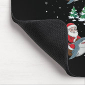 Xmas Tree Santa Riding Hammerhead Hai Funny Chri Mousepad (Ecke)