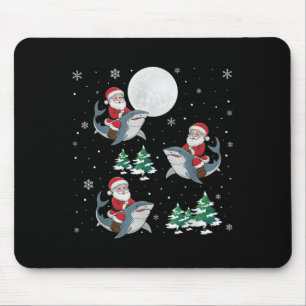 Xmas Tree Santa Riding Hammerhead Hai Funny Chri Mousepad