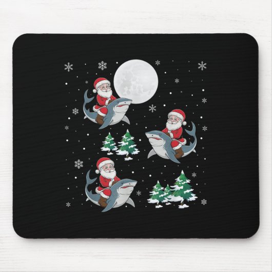 Xmas Tree Santa Riding Hammerhead Hai Funny Chri Mousepad (Vorne)