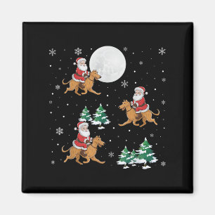 Xmas Tree Santa Riding Irish Wolfhound Dog Funny C Magnet