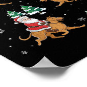 Xmas Tree Santa Riding Irish Wolfhound Dog Funny C Poster (Ecke)