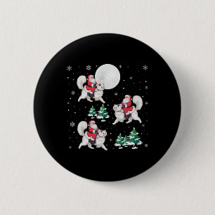Xmas Tree Santa Riding Persische Katze Weihnachten Button