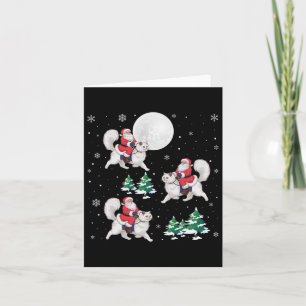 Xmas Tree Santa Riding Persische Katze Weihnachten Karte