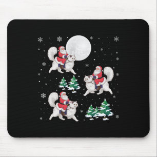 Xmas Tree Santa Riding Persische Katze Weihnachten Mousepad
