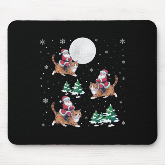 Xmas Tree Santa Riding Ragdoll Katze Weihnachten Mousepad (Vorne)