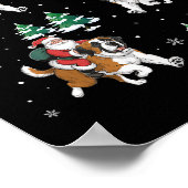 Xmas Tree Santa Riding Saint Bernard Dog Funny Chr Poster (Ecke)