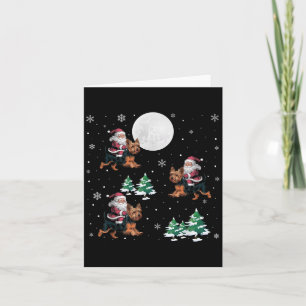 Xmas Tree Santa Riding Yorkshire Terrier Funny Chr Karte