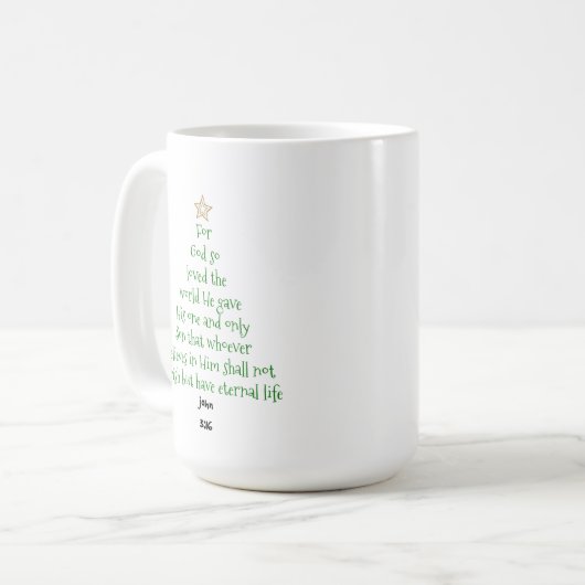 Xmas Tree Scripture Verse (John 3:16) Kaffeetasse (Vorderseite Links)