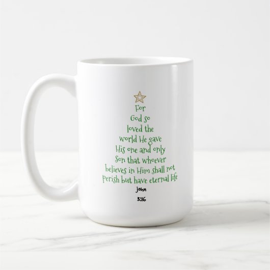 Xmas Tree Scripture Verse (John 3:16) Kaffeetasse (Links)