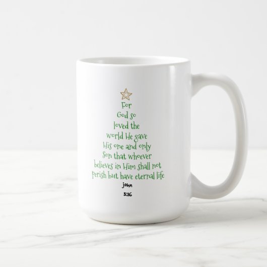 Xmas Tree Scripture Verse (John 3:16) Kaffeetasse (Rechts)