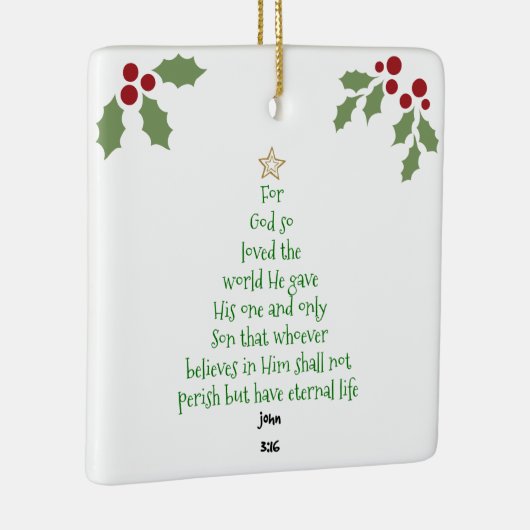 Xmas Tree Scripture Verse (John 3:16) Keramikornament (Rechts)