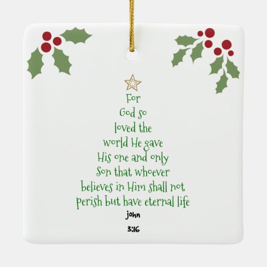 Xmas Tree Scripture Verse (John 3:16) Keramikornament (Rückseite)