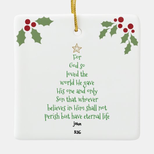 Xmas Tree Scripture Verse (John 3:16) Keramikornament (Vorderseite)