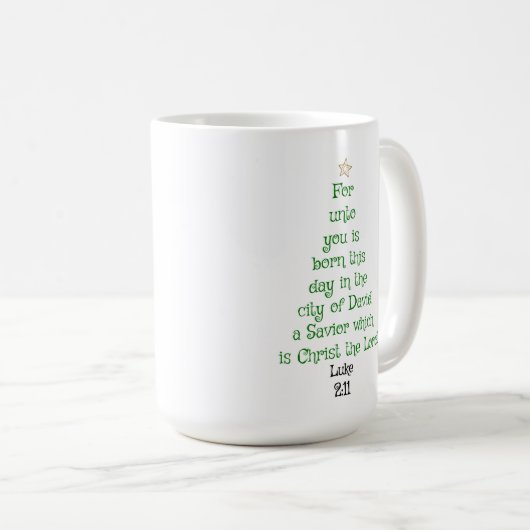 Xmas Tree Scripture Verse (Luke 2:11) Kaffeetasse (VorderseiteRechts)
