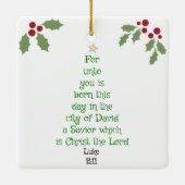 Xmas Tree Scripture Verse (Luke 2:11) Keramikornament (Rückseite)