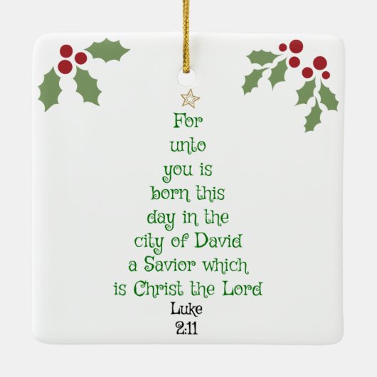 Xmas Tree Scripture Verse (Luke 2:11) Keramikornament (Rückseite)