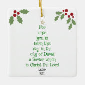 Xmas Tree Scripture Verse (Luke 2:11) Keramikornament (Vorderseite)