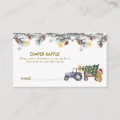 X'mas Tree Tractor Bear Diaper Raffle Baby Shower Begleitkarte (Vorderseite)