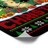 Xmas Tree Ugly Style Santa Hat Alligator Christmas Poster (Ecke)