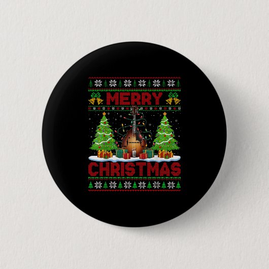 Xmas Tree Ugly Style Santa Musical Mandolin Christ Button (Vorderseite)