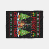 Xmas Tree Ugly Style Santa Musical Mandolin Christ Fleecedecke (Vorderseite (Horizontal))