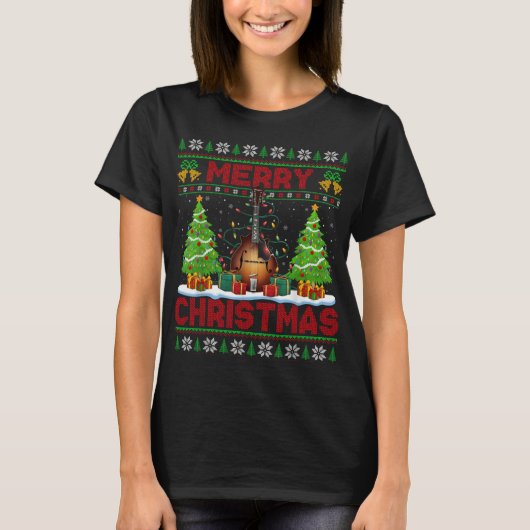 Xmas Tree Ugly Style Santa Musical Mandolin Christ T-Shirt (Vorderseite)