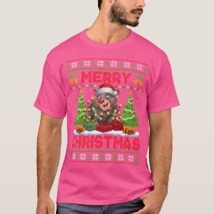 Xmas Tree Ugly Weihnachtsmannmütze Wombat Weihnach T-Shirt