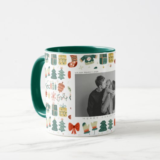 Xmas Trees Colored Noel Christmas Tasse (Vorderseite Links)
