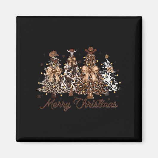 Xmas Trees Cowboy Western Merry Christmas Holiday Magnet (Vorne)