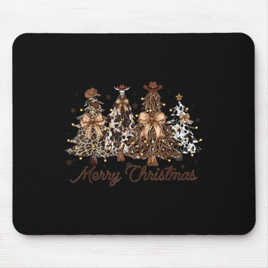 Xmas Trees Cowboy Western Merry Christmas Holiday Mousepad (Vorne)