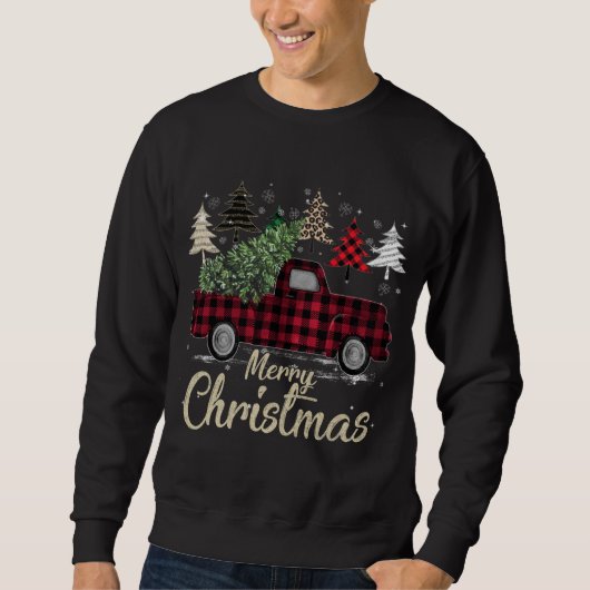 Xmas Trees Red Truck Buffalo Kariert Sweatshirt (Vorderseite)