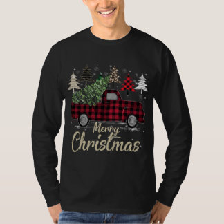 Xmas Trees Red Truck Buffalo Kariert T-Shirt