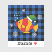 Xmas Tropischer Cartoon auf Blue Buffalo Muster Aufkleber (Blatt)