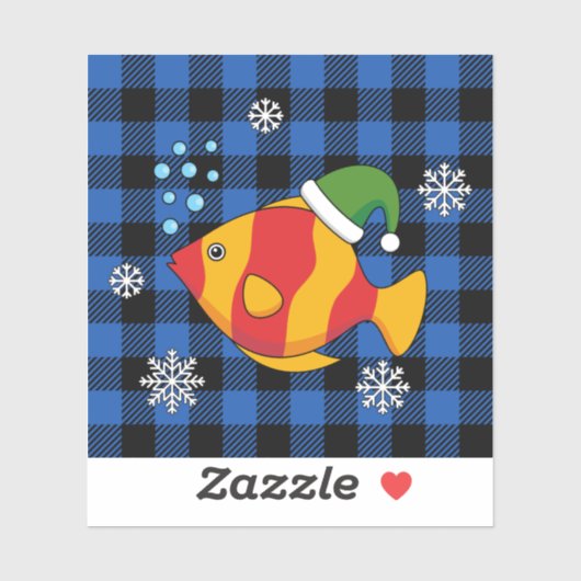 Xmas Tropischer Cartoon auf Blue Buffalo Muster Aufkleber (Blatt)