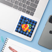 Xmas Tropischer Cartoon auf Blue Buffalo Muster Aufkleber (Laptop mit iPhone)