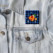 Xmas Tropischer Cartoon auf Blue Buffalo Muster Button (Beispiel)