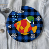 Xmas Tropischer Cartoon auf Blue Buffalo Muster Button (Beispiel)