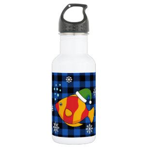 Xmas Tropischer Cartoon auf Blue Buffalo Muster Edelstahlflasche