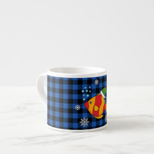 Xmas Tropischer Cartoon auf Blue Buffalo Muster Espressotasse