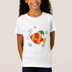 Xmas Tropischer Cartoon auf Blue Buffalo Muster T-Shirt