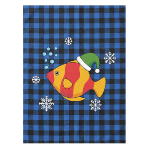 Xmas Tropischer Cartoon auf Blue Buffalo Muster Tischdecke