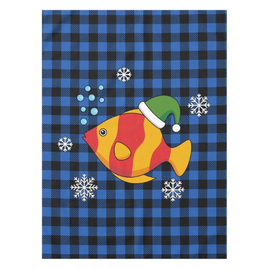 Xmas Tropischer Cartoon auf Blue Buffalo Muster Tischdecke (Vorderseite)