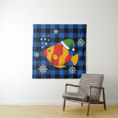 Xmas Tropischer Cartoon auf Blue Buffalo Muster Wandteppich (Beispiel)