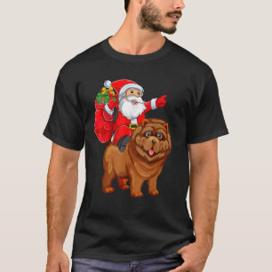 Xmas-Truppe Lustiger Santa-Reitet-Chow-Chow-Hund-C T-Shirt