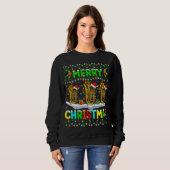 Xmas Tuba Lighting Weihnachtsmannmütze Frohe Weihn Sweatshirt (Vorne ganz)