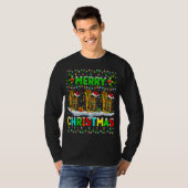 Xmas Tuba Lighting Weihnachtsmannmütze Frohe Weihn T-Shirt (Vorne ganz)