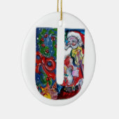XMAS U SCHREIBEN /SANTA CLAUS MIT VIOLIN MONOGRAMM KERAMIK ORNAMENT (Rechts)