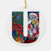 XMAS U SCHREIBEN /SANTA CLAUS MIT VIOLIN MONOGRAMM KERAMIK ORNAMENT (Vorne)