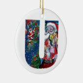 XMAS U SCHREIBEN /SANTA CLAUS MIT VIOLIN MONOGRAMM KERAMIKORNAMENT (Rechts)