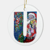 XMAS U SCHREIBEN /SANTA CLAUS MIT VIOLIN MONOGRAMM KERAMIKORNAMENT (Links)